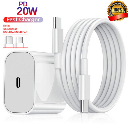 20W USB C Super Fast Charger PD To Type C Cable For iPhone 15 iPad